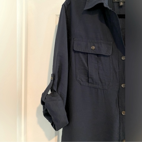 Banana Republic Shirt Dress Midi Long Navy Cargo size Medium - Picture 5 of 9